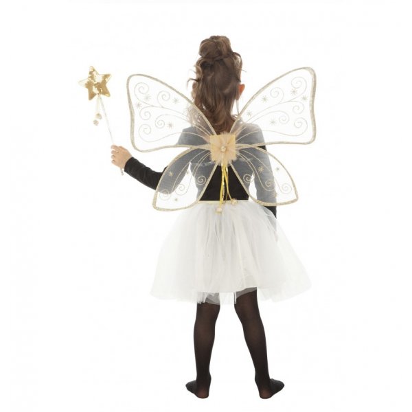 Utkl�dnad Magisk Fe - Vingar, kjol, trollsp� - 3-7 �r - Vit/Guld