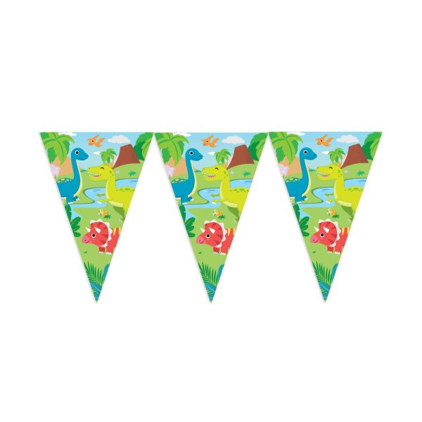 Flaggirlang - Dinosaurier - 20x30 cm flaggor - 10 m Flaggirlang - Dinosaurier - 20x30 cm flaggor - 10 m