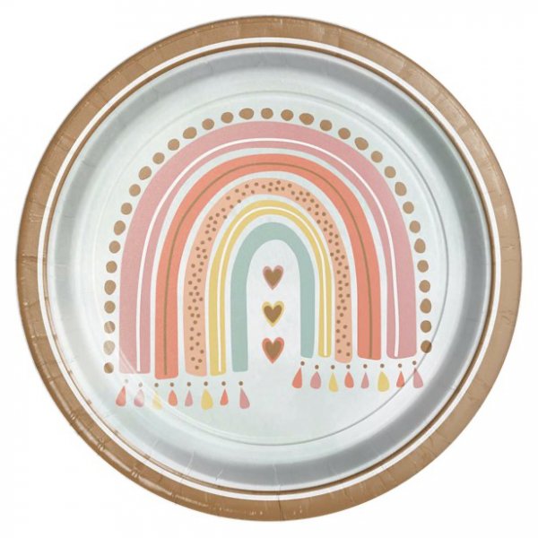 Papptallrikar - Boho Rainbow - 8-pack