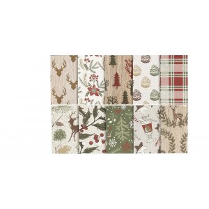 Minif�rem�l - Paketinslagningspapper - Blandade julm�nster 15 x 15 cm