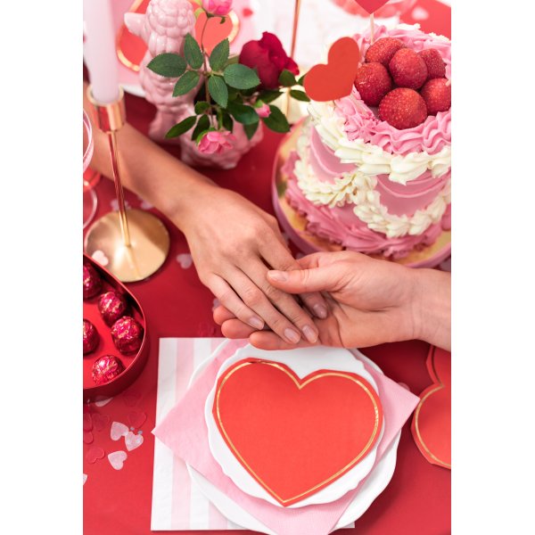 Servetter - Rött hjärta med guldkant - 20-pack Servetter - Rött hjärta med guldkant - 20-pack