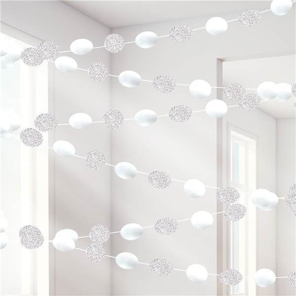 Cirkelgirlanger - Vit/Glitter - 6 st