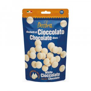 Chocolate Discs - Vit choklad 34% kakao - Decora - 250 g