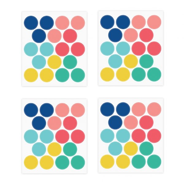 Vggstickers - Dots - Bl/Gul/Rosa