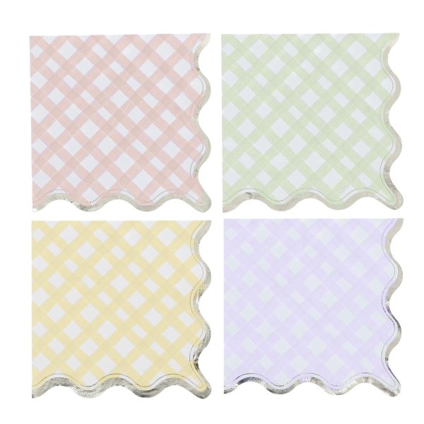 Servetter med rutigt - Pastell - 16-pack