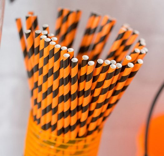 Sugrör - Randiga - Svart/Orange - 24-pack Sugrör - Randiga - Svart/Orange - 24-pack