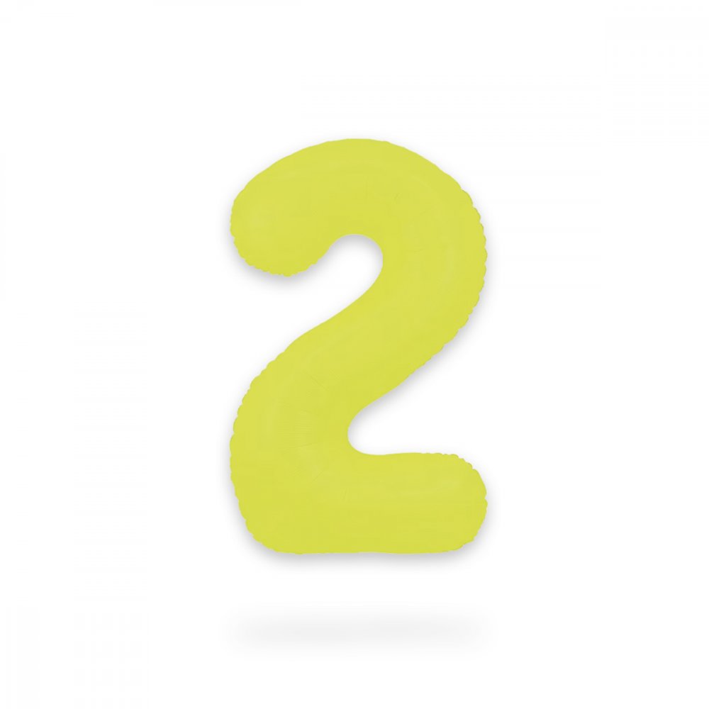 Ballongsiffra - Neon Gul - 86 cm - Siffra: 2 - Sifferballonger, Ballonger