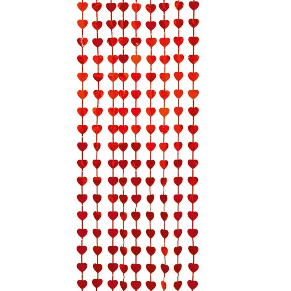 Draperi - Hj�rtan - R�d - 100x200 cm