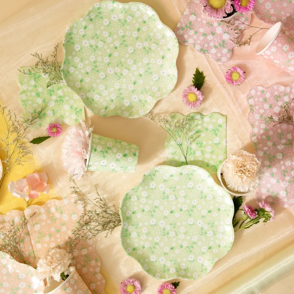 Papptallrikar - Sommarng - 23 cm diamteter - 6-pack