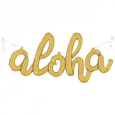 Bokstavsballong - Aloha - Guld