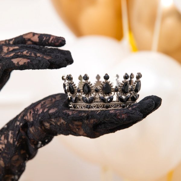 Cake Topper - Krona - Svart - 10 cm