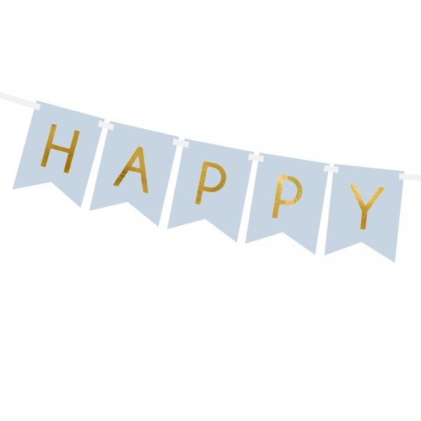Girlang - \\\"Happy Birthday\\\" - Ljusbl� - 1,75m