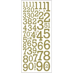 Glitterstickers - guld - siffror - 10x24 cm - 2 ark