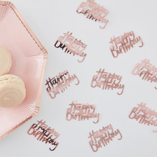 Konfetti - Happy Birthday - Rosguld