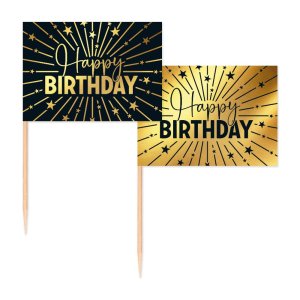 Party Picks - Happy Birthday - Guld - 50-pack Party Picks - Happy Birthday - Guld - 50-pack