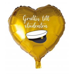 Hj�rtballong - Grattis till studenten - Guld