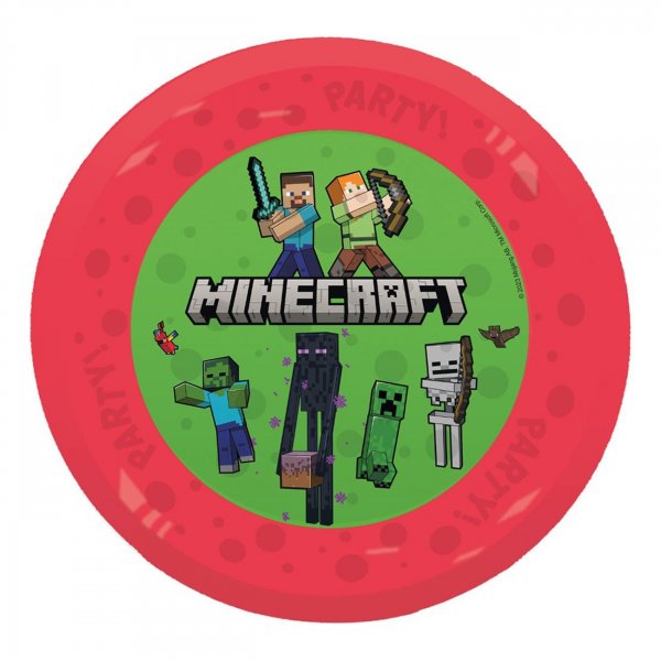 �teranv�ndbara plasttallrikar - Minecraft - 21 cm - 4-pack
