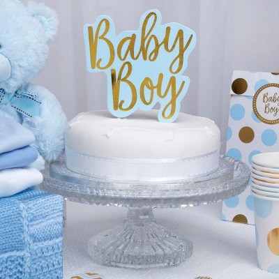 Cake Topper - Baby Boy - Bl/Guld