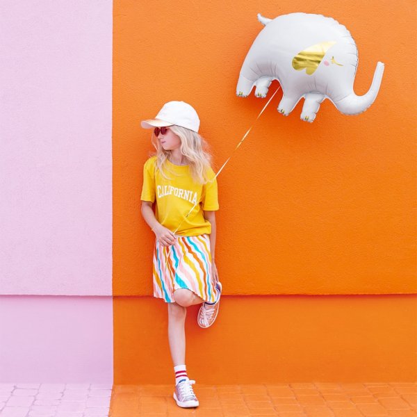 Folieballong - Elefant - Vit/Guld Folieballong - Elefant - Vit/Guld