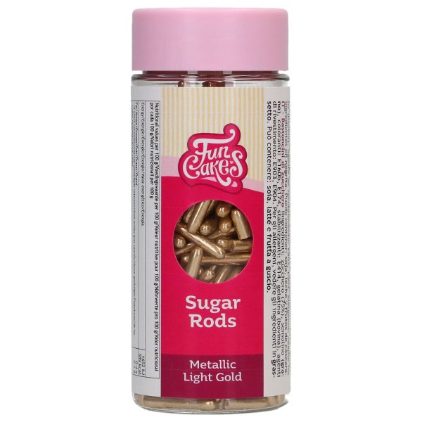 Str�sselstavar XL Metallic Ljusguld 70 g - FunCakes
