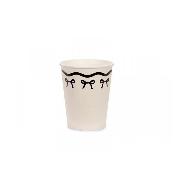 Pappmuggar - Vita med svart rosett - 6-pack