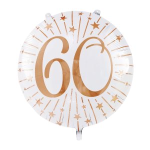 Folieballong - Siffra 60 - Vit/Ros�guld - 71 cm