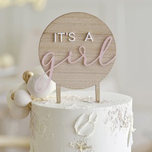 Cake Topper - Tr� -  It's a girl