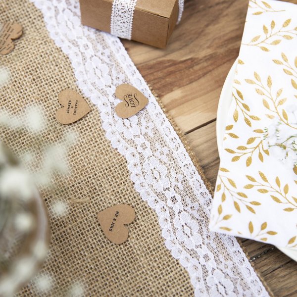 Bordslöpare - Jute med spetskant Bordslöpare - Jute med spetskant