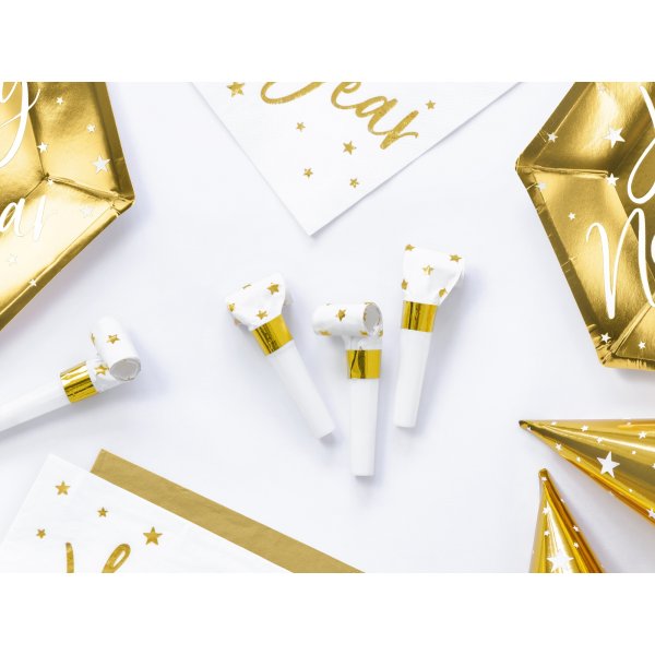 Partytutor - Vita/Guldstjrnor - 6-pack