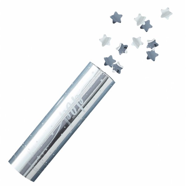Konfettikanon - Silver - stjrnor