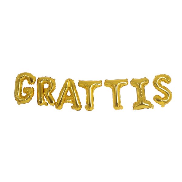 Folieballong - \\\"Grattis\\\" - Guld - 40 cm