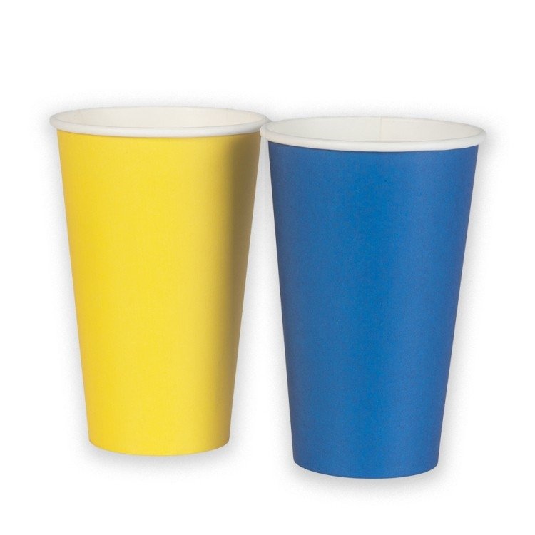 Partymuggar blå/gul 24-pack - Fyndhörnan