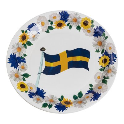 Papptallrikar - Blommor/Svenska flaggan - 8-pack