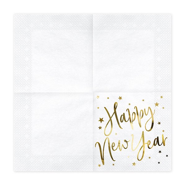 Servetter - Happy New Year - Vit/Guld - 20-pack Servetter - Happy New Year - Vit/Guld - 20-pack