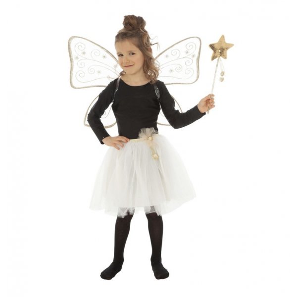 Utkl�dnad Magisk Fe - Vingar, kjol, trollsp� - 3-7 �r - Vit/Guld
