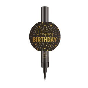 Isfackla - Happy Birthday - Svart - 12 cm