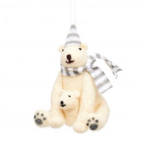 Julgranskula - Sass & Belle - Filt - Isbjörn med bebis