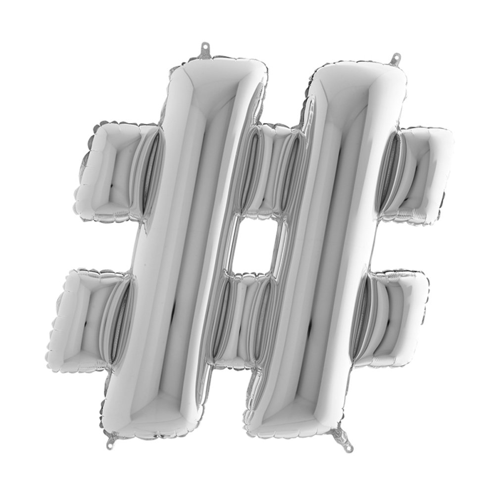 Bokstavsballonger - Silver - 35 cm - Bokstav: # - Bokstavsballonger, Ballonger