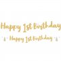 Girlang - Happy 1st Birthday - Guld/Bl� stj�rnor