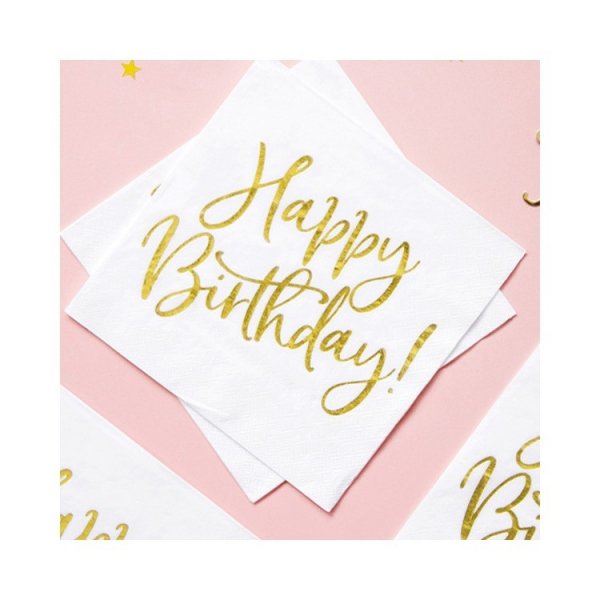 Servetter Happy Birthday Guld