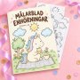 M�larblad - Unicorn/Enh�rning - 8 motiv - A4
