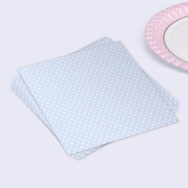 Servetter - Polka Dot - Ljusbl - 16-pack