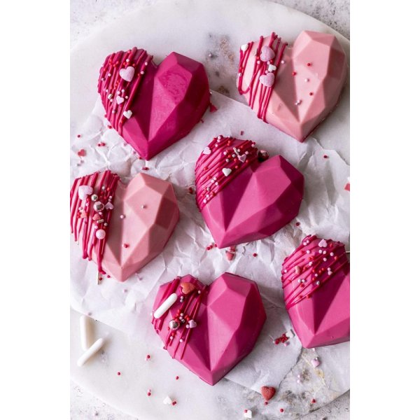 Silikonform - Diamond Hearts - Rosa Silikonform - Diamond Hearts - Rosa