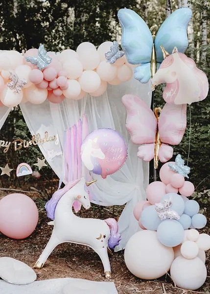 Folieballong - Happy Birthday - Enhörning - 35 cm Folieballong - Happy Birthday - Enhörning - 35 cm