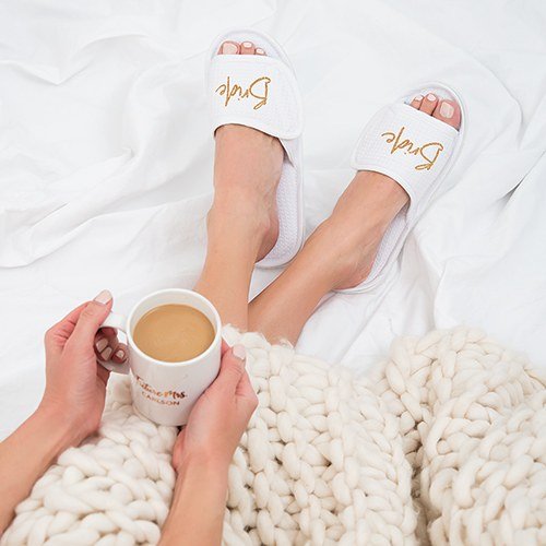Slippers - Rosa/Guld - Bridesmaid Slippers - Rosa/Guld - Bridesmaid