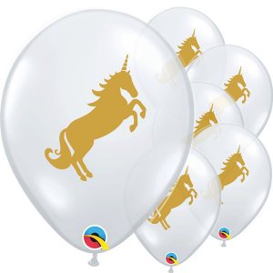 Ballonger - Clear - Unicorn Guld - 5-pack