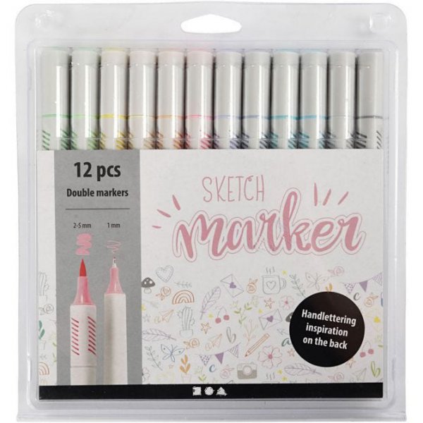 Pennor - Sketch Markers - 12-pack - Pastell Pennor - Sketch Markers - 12-pack - Pastell