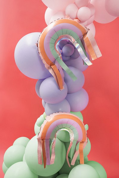 Folieballong regnb�ge med fransar - Mix