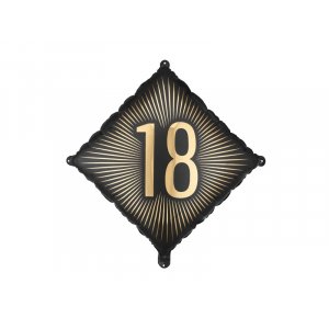 Folieballong - Kvadrat - Svart/Guld - 18