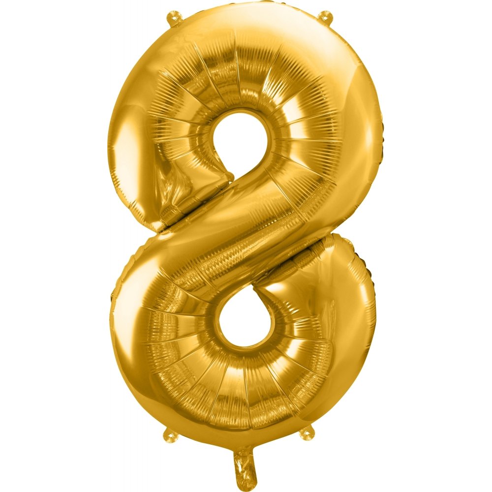 Sifferballong – Guld – 86 cm – Siffra: 8 – Sifferballonger, Ballonger